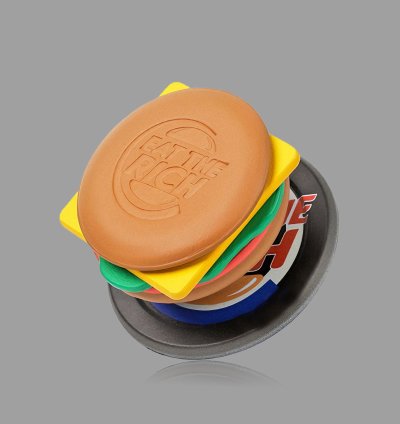 Burger Shaped Leather Magnetic Phone Holder, Stylish Original Retractable Magnetic Phone Stand